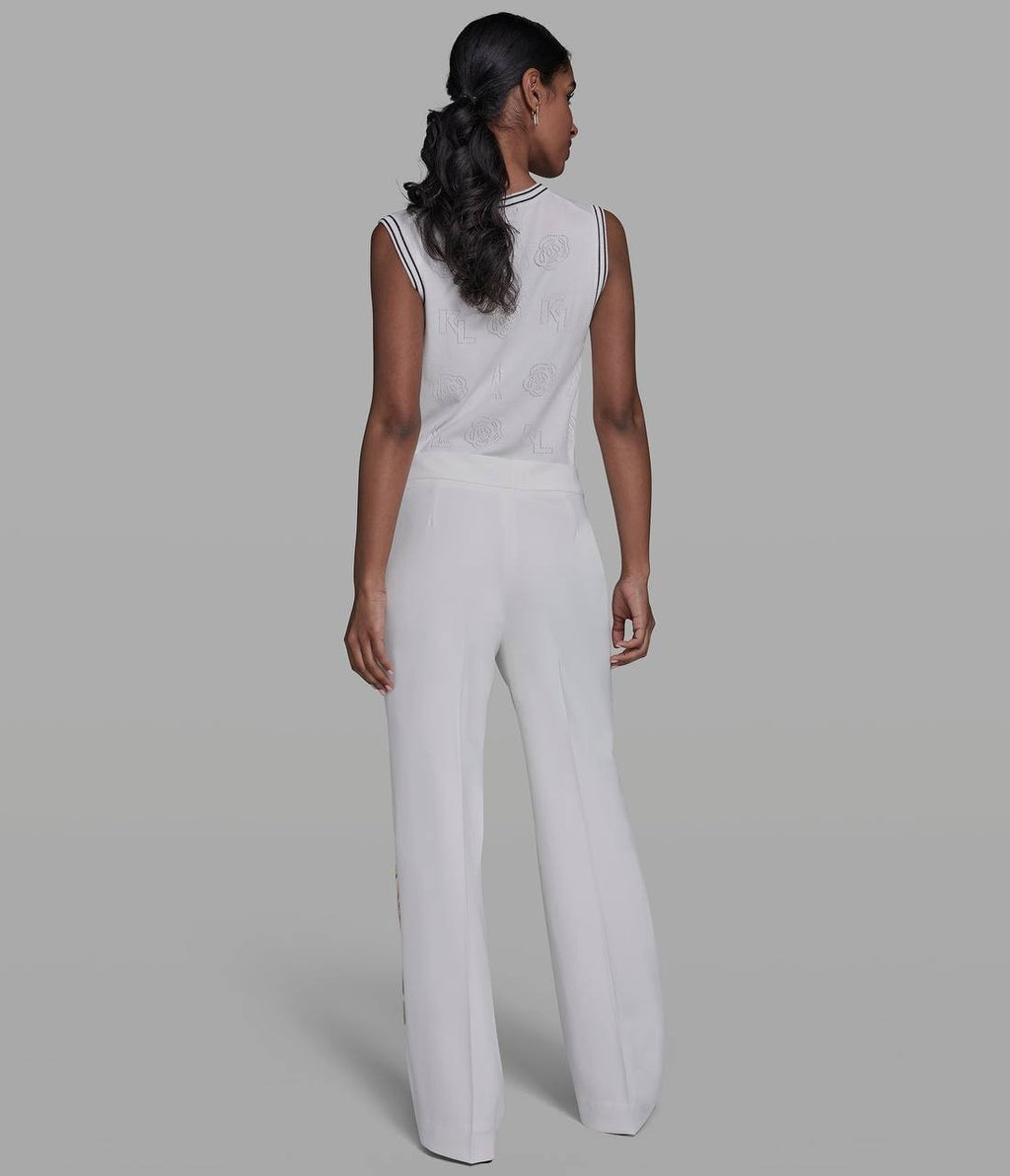 Karl Lagerfeld Mid-Rise Floral Straight-Leg Pant Soft White Multi 8 NWT $139
