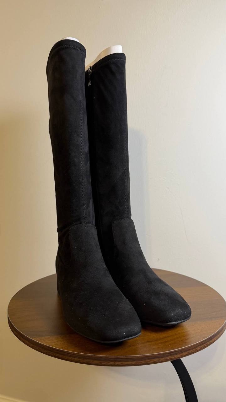 Easy Spirit Danilyn Boots 6M Black Textile Square Toe Block Heel NIB msrp$159