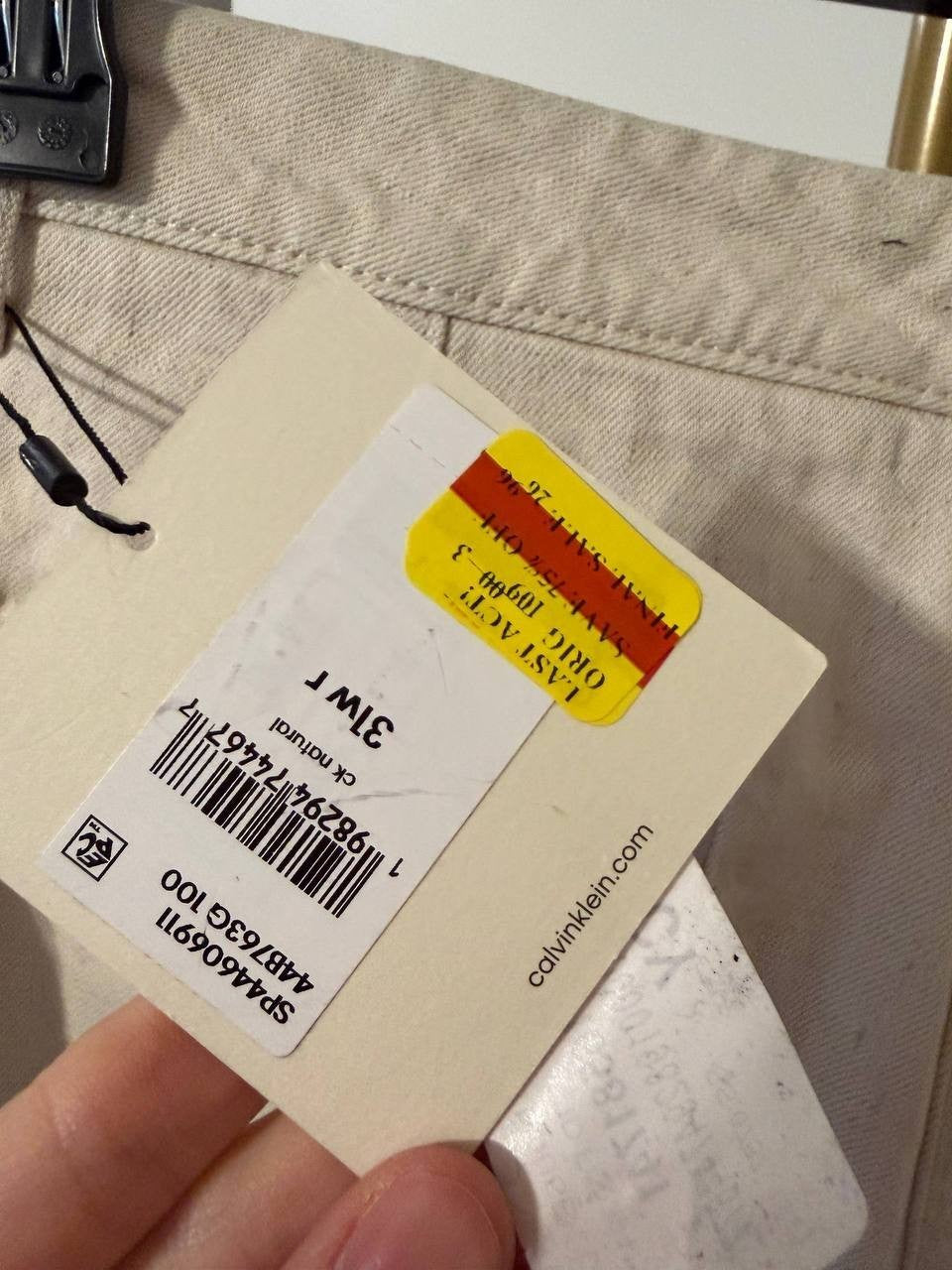 Calvin Klein High‑Rise Wide‑Leg Trousers White Natural Size 31 w r NWT msrp$109