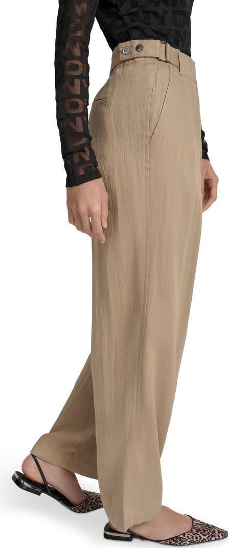 DKNY Weathered Twill Pleated Pants – Size 12 –Beige– NWT – $99