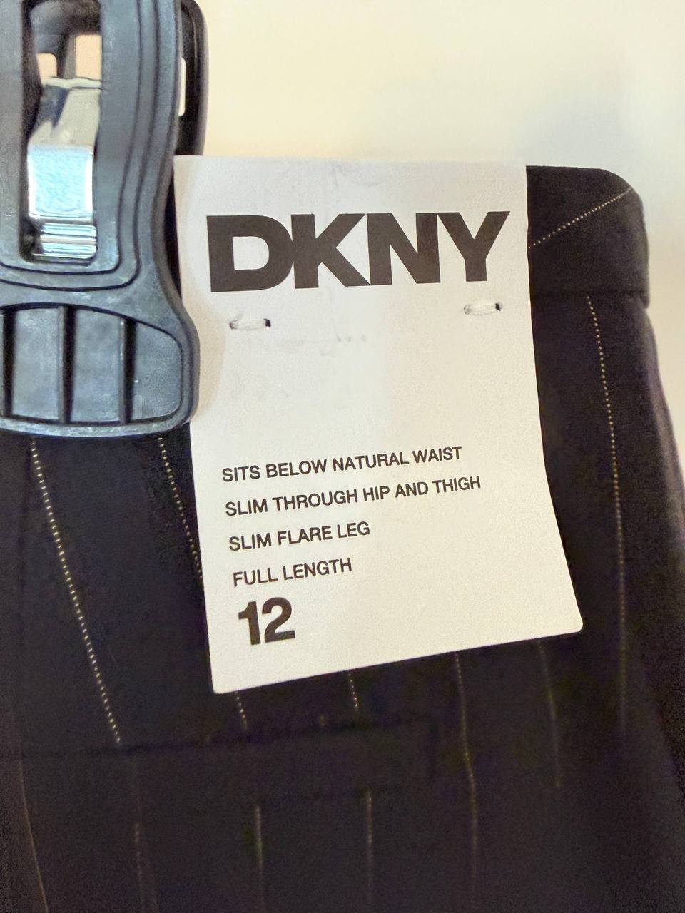 DKNY Pinstripe Trousers – Black/Whiskey – Size 12 – NWT – $99