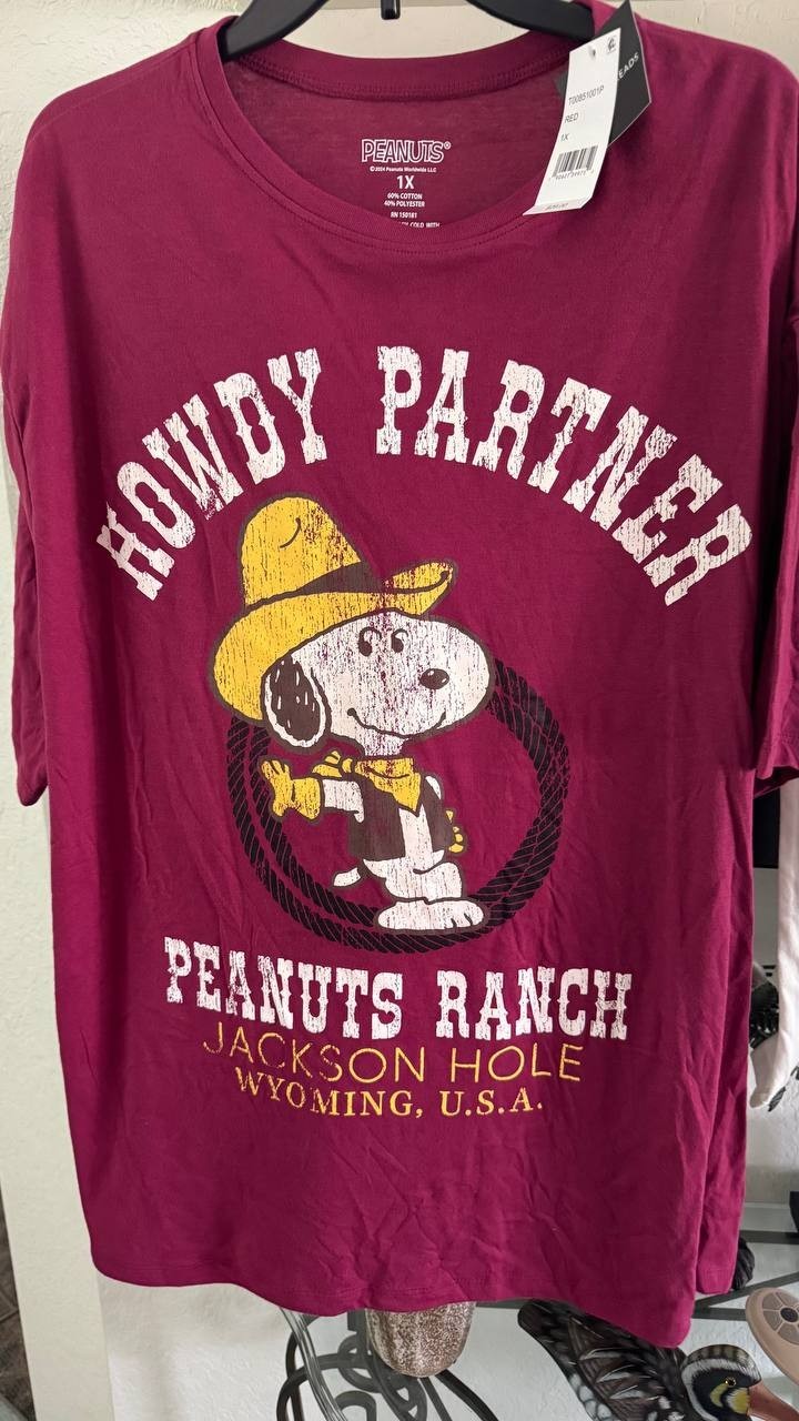 Lot of 3 1X Graphic T-Shirts Women Peanuts Barbie Hello Kitty Set of 3