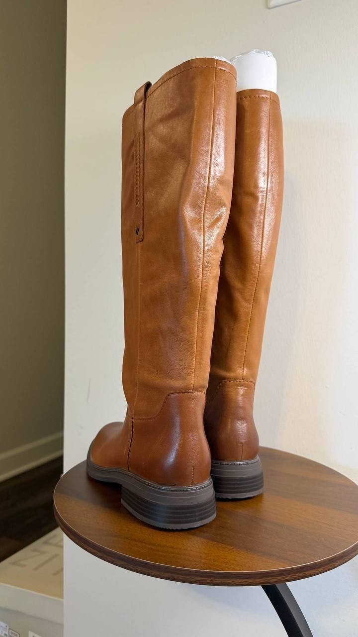Naturalizer Ontime Boots 7W English Tea Leather Wide‑Calf NIB msrp$274.99