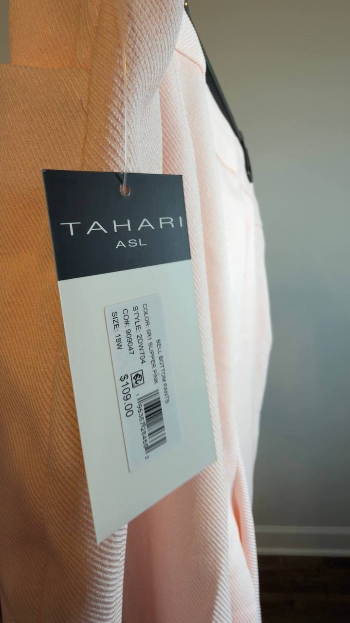 Tahari ASL Bell Bottom Pants Slipper Pink 18W NWT $109