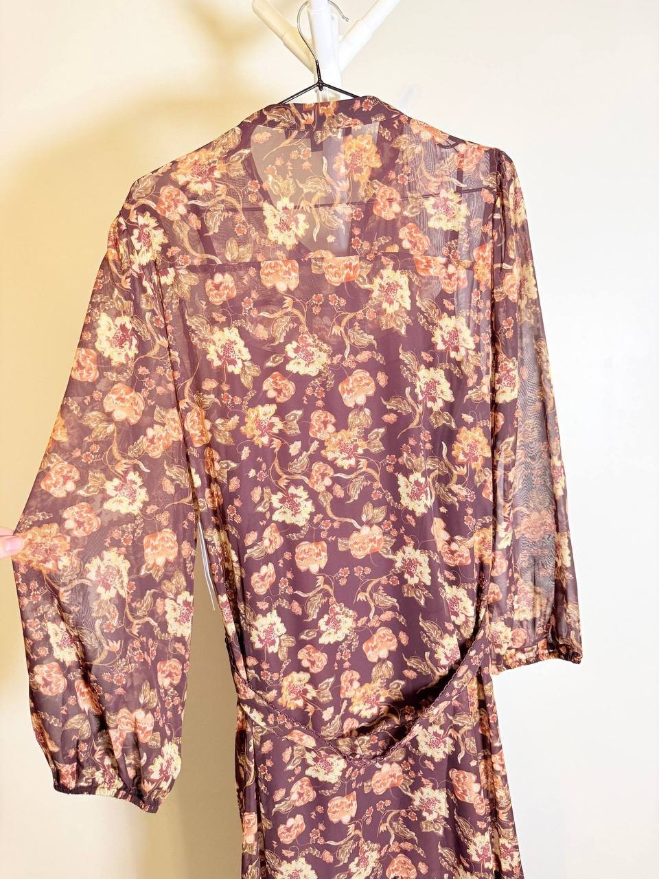 Julia Jordan Floral Chiffon Tie‑Waist 3/4‑Sleeve Dress – Size 14 – NWT – $139