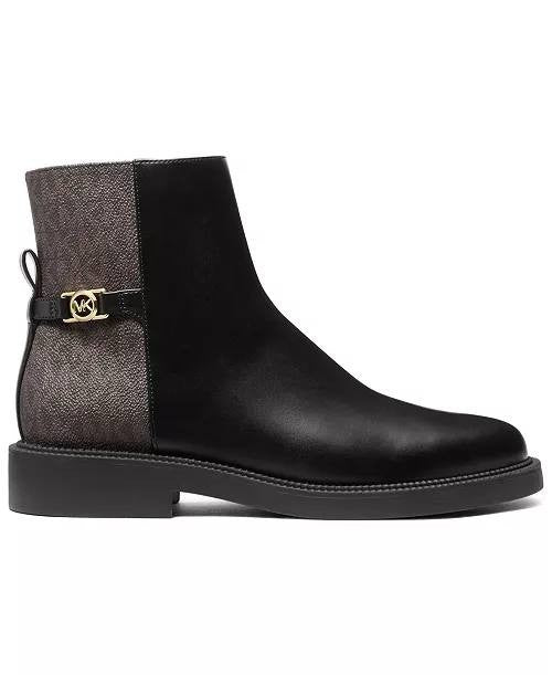 Michael Kors Brown/Black Faux Leather Block Heel Booties 5M NIB MSRP $150