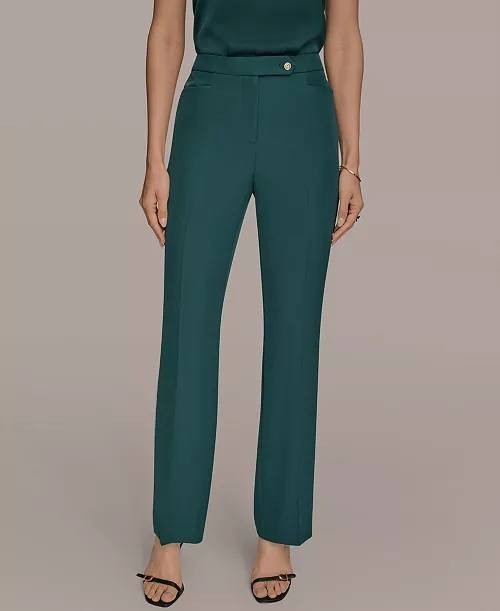 Donna Karan NY Straight‑Leg Pants Dark Green 0 NWT $109