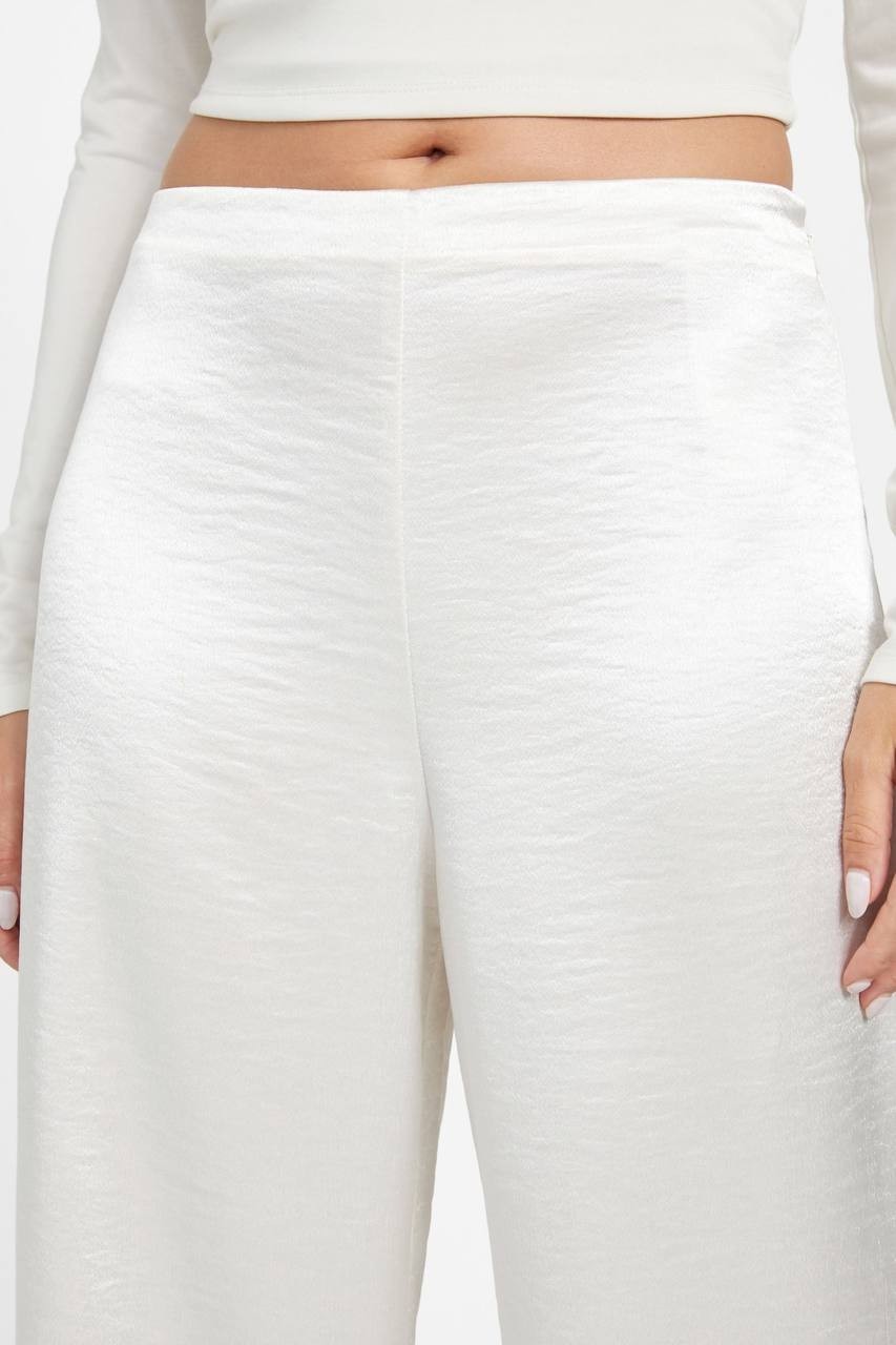 Guess Satin Wide Leg Pants White XS NWOT $139