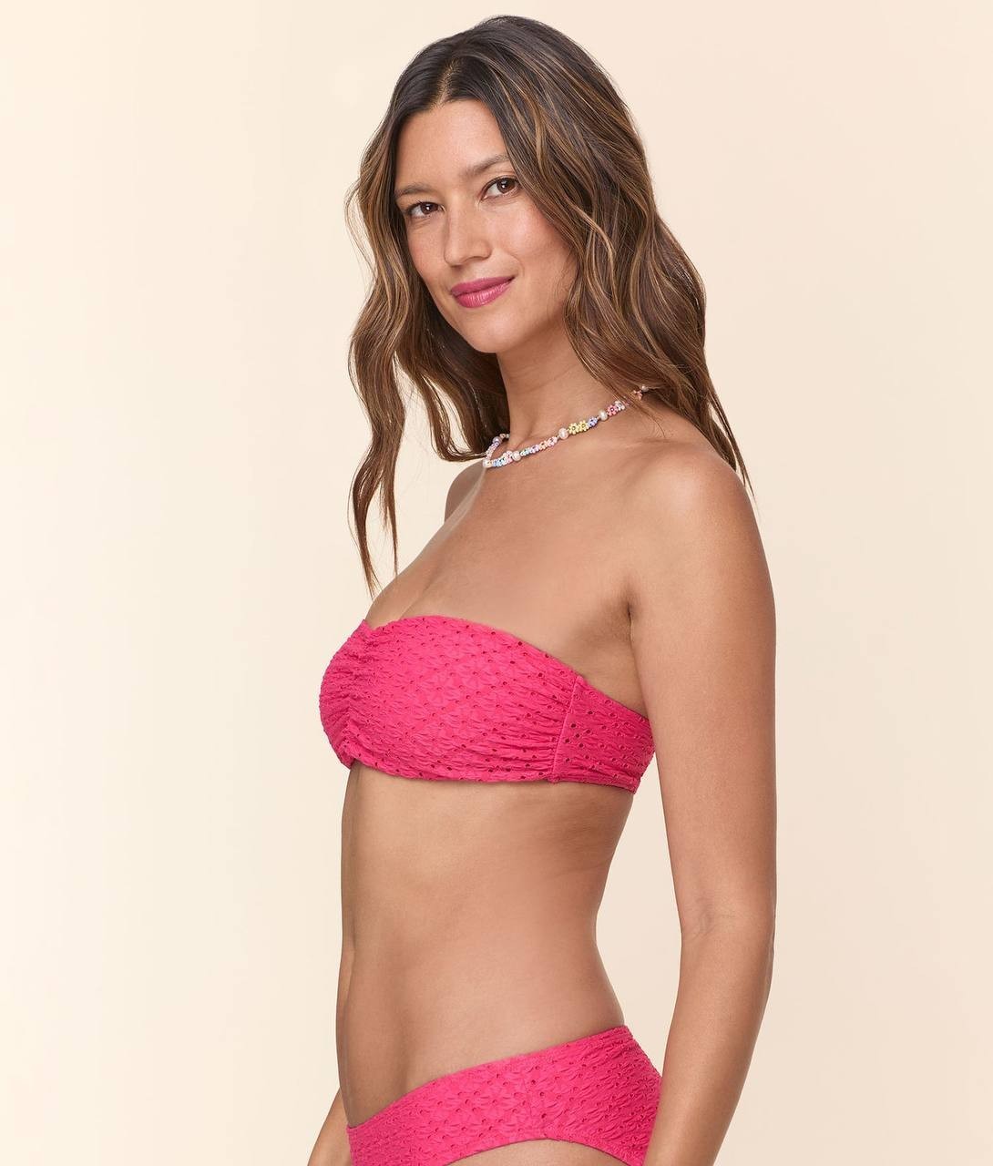 Andie The Pana Bikini Top Bandeau Style Women’s Swimwear Pink XS NWT