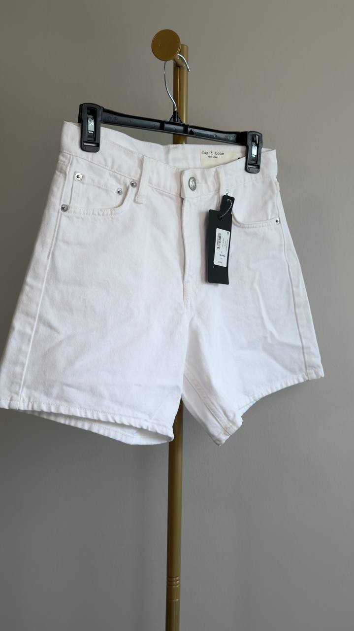 Rag & Bone Kaia High Waist Relaxed Fit Denim Shorts White 25 NWT $198