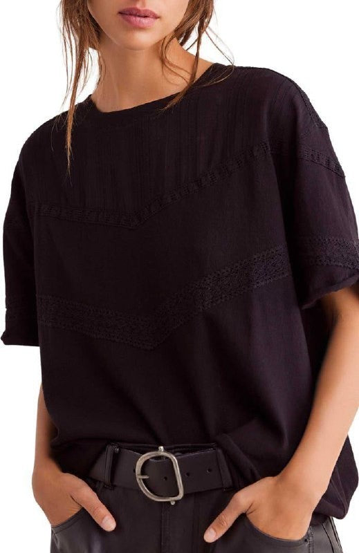 We The Free by Free People Striped Oversized Tee – Black – Size XS – NWT – $98