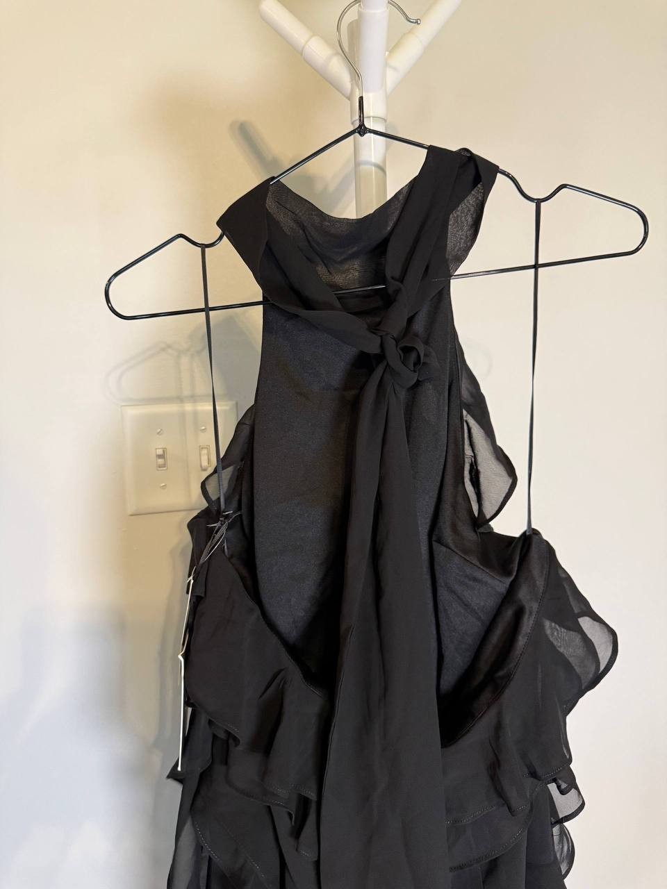 CeCe Ruffled Halter Maxi Dress –Black– Size 12 – NWT – $119