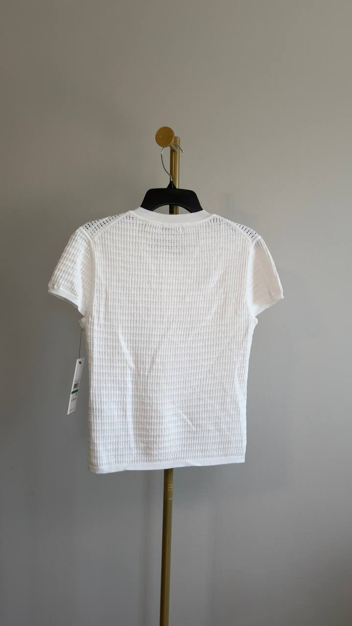 Calvin Klein Crewneck Short‑Sleeve Sweater Cream L NWT $89