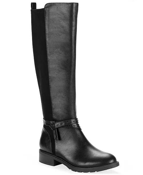 Style & Co Verityy Block Heel Boots Black 6.5M Microfiber Man‑Made $99.90 NWB