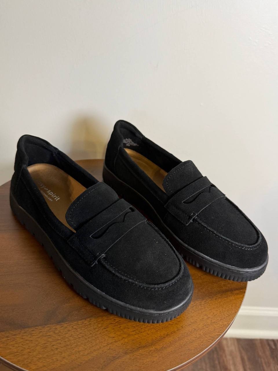 Easy Spirit Karin Eflex Slip‑On Loafers – Black Suede – Size 9W – New in Box