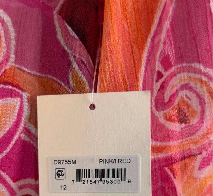 Donna Morgan Long-Sleeve A-Line Dress Pink/Red 12 NWT $139