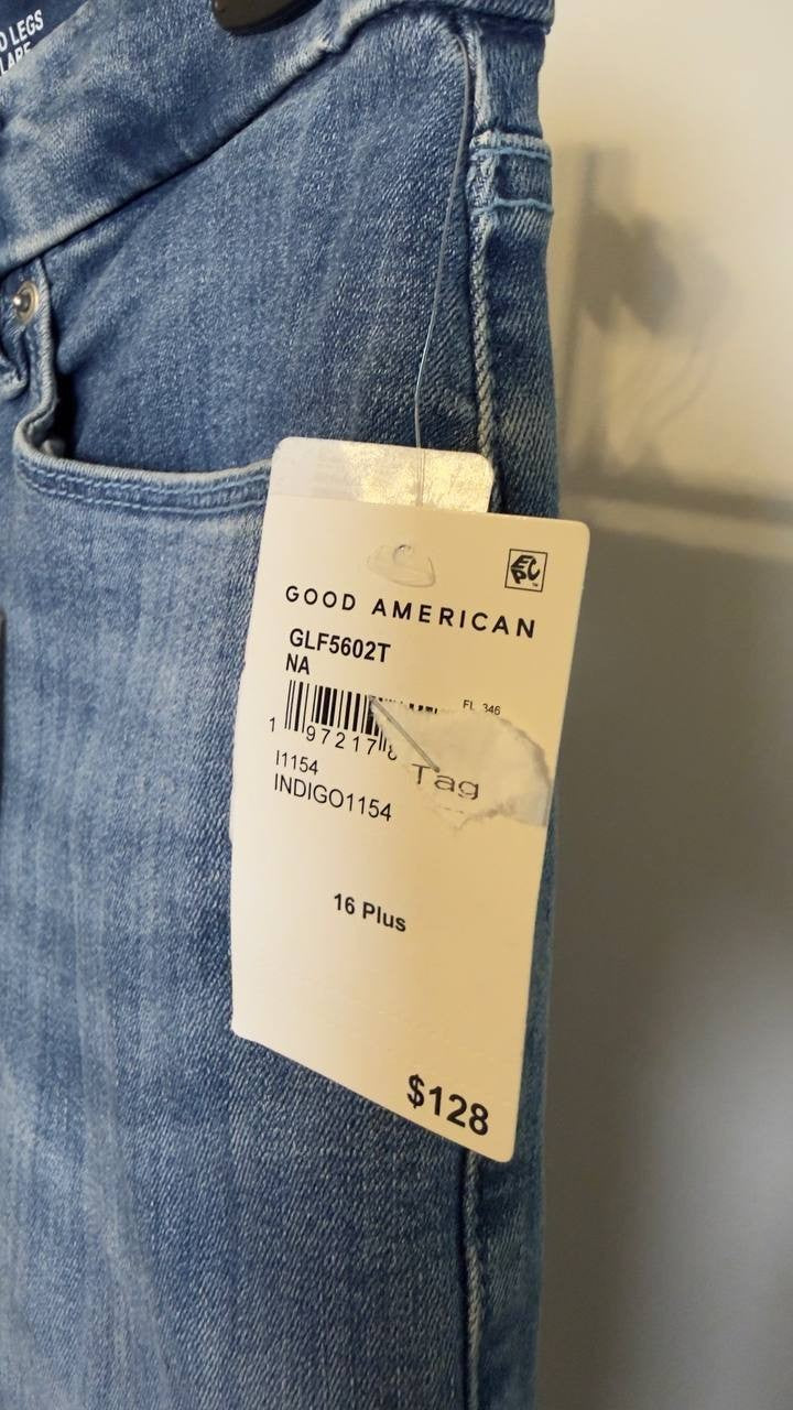 Good American Plus Size Good Legs Mid Rise Flare Jeans Indigo 16 NWT $128