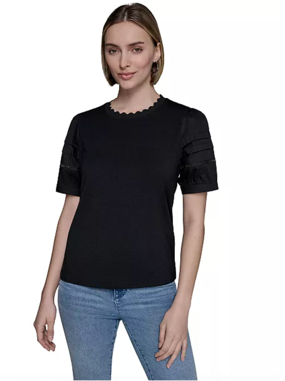 Brand new Karl Lagerfeld  Women’s Logo‑Trim Top. Color: Black. Size XL MSRP: $89