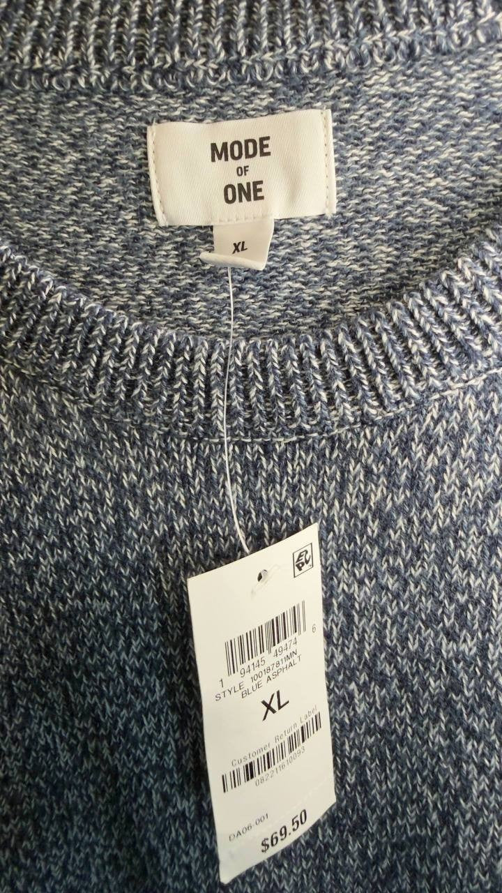 Mode of One Men’s Regular‑Fit Marled‑Knit Sweater Blue Asphalt XL NWT $69.50