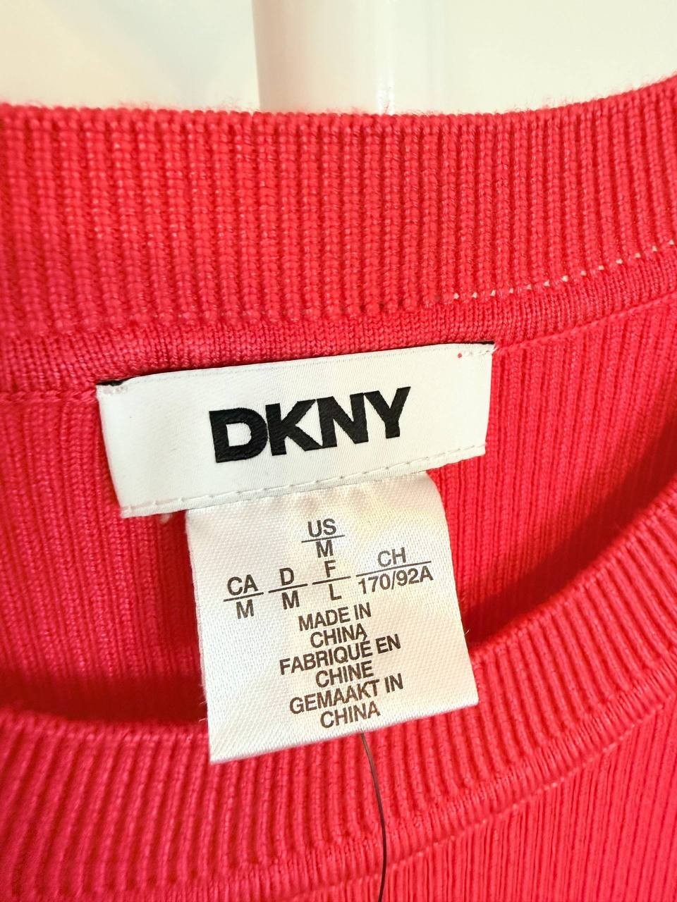 DKNY Sleeveless Fit Flare Dress Red Size M NWT Ribbed Bodice Textured Skirt