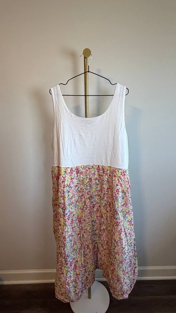 Tommy Hilfiger Sleeveless Floral Colorblock Dress White Multi 1XL NWOT $99.50