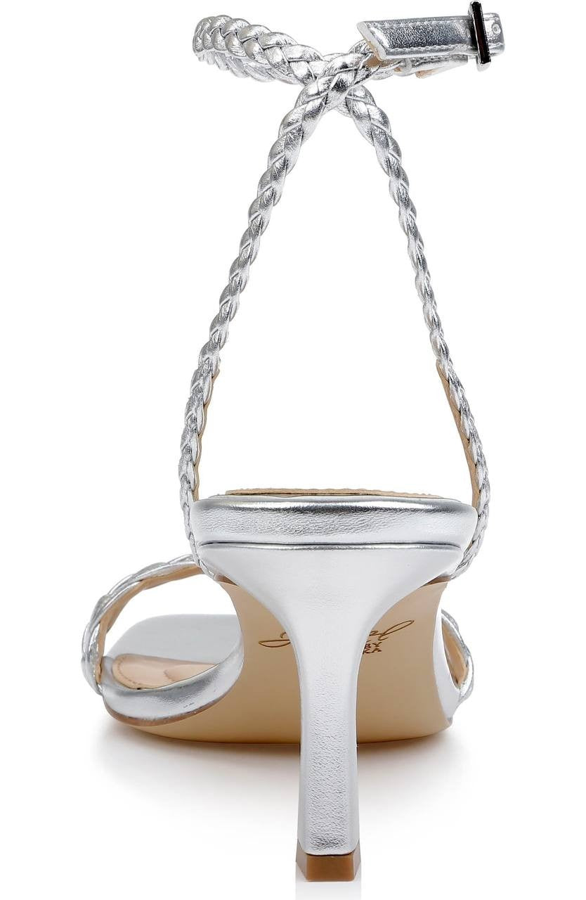 Badgley Mischka Nyx Ankle‑Strap Sandals – Silver Leather – Size 6.5 – New in Box