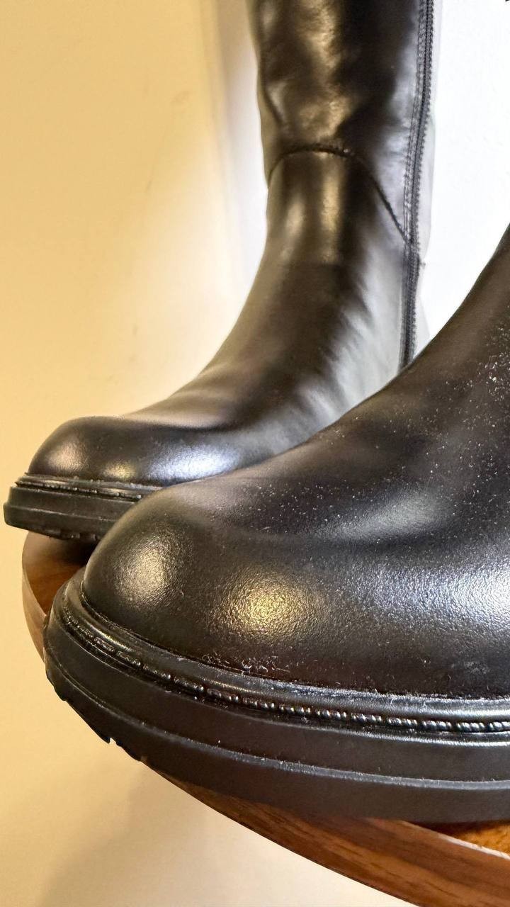 Naturalizer Oslo Boots 8M Black Leather Tall Riding Round Toe NIB msrp$285