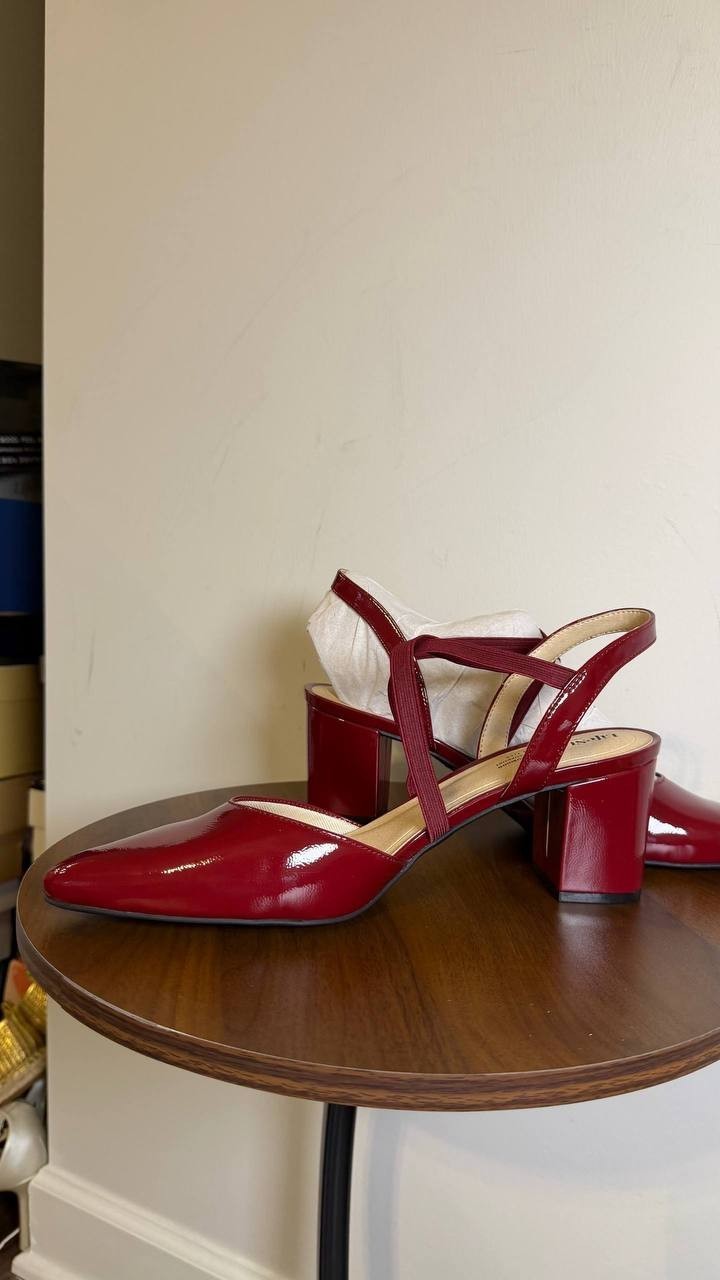 LifeStride Dark Cherry Faux Patent Slingback Pumps 11M NIB $69.99