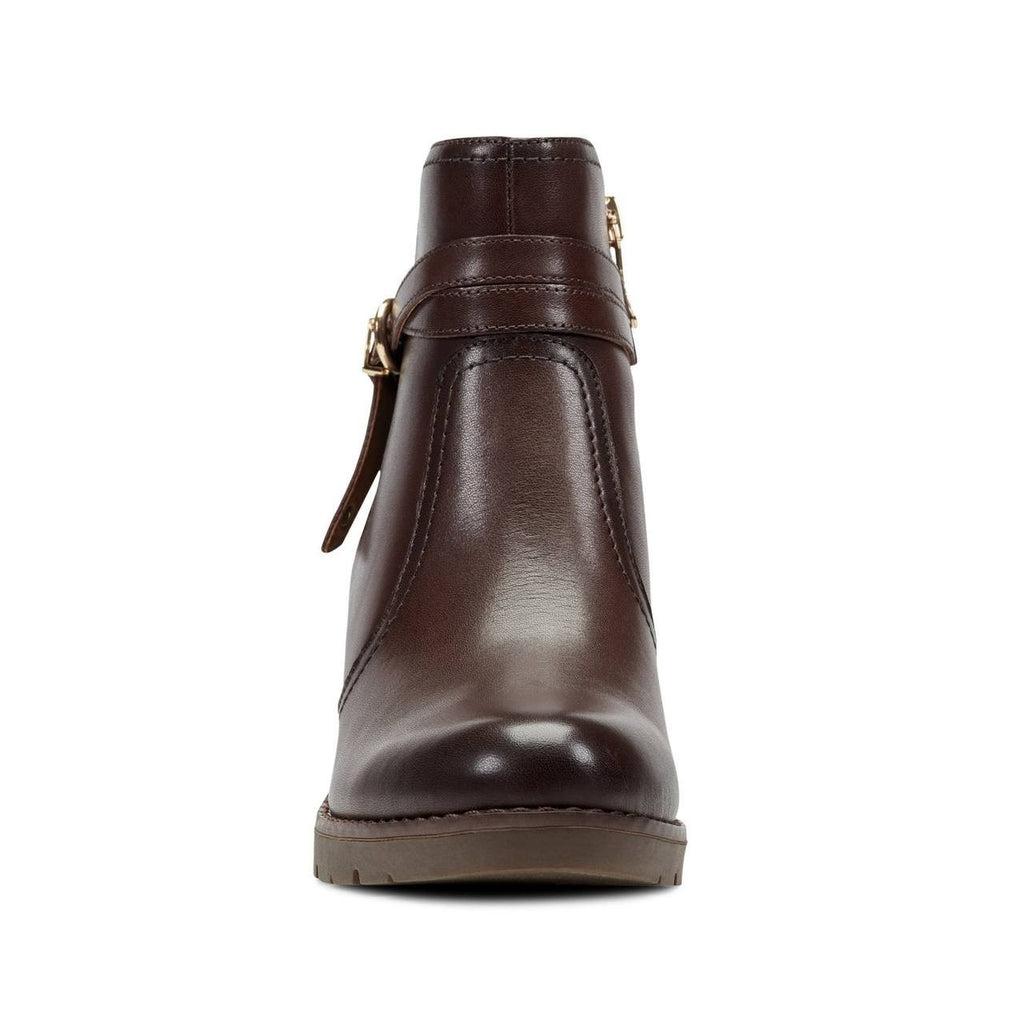 Easy Spirit Carter Ankle Booties Dark Brown 10W Leather Block Heel $159 NWB