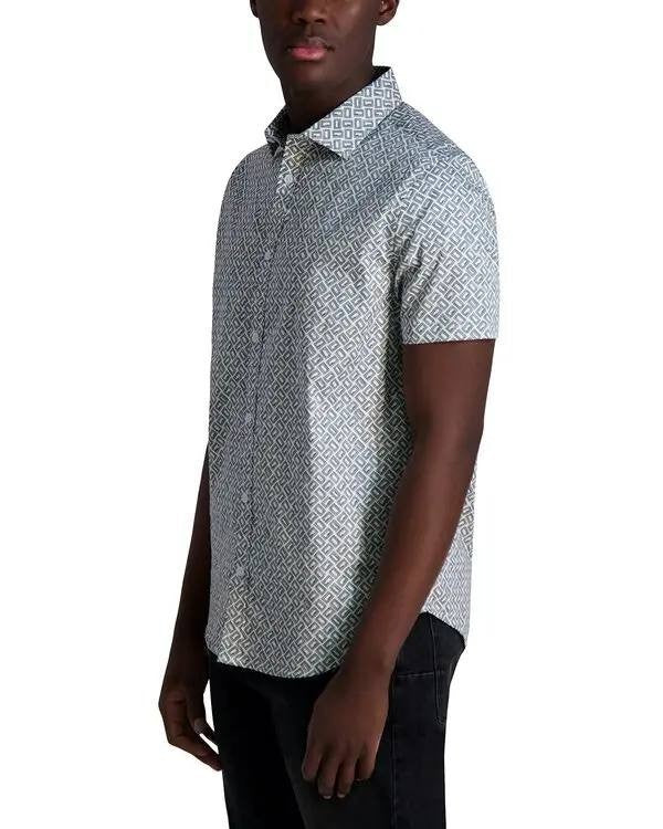 Karl Lagerfeld Paris Men’s Logo Print Button‑Front Shirt Black/White S/P $89 NWT
