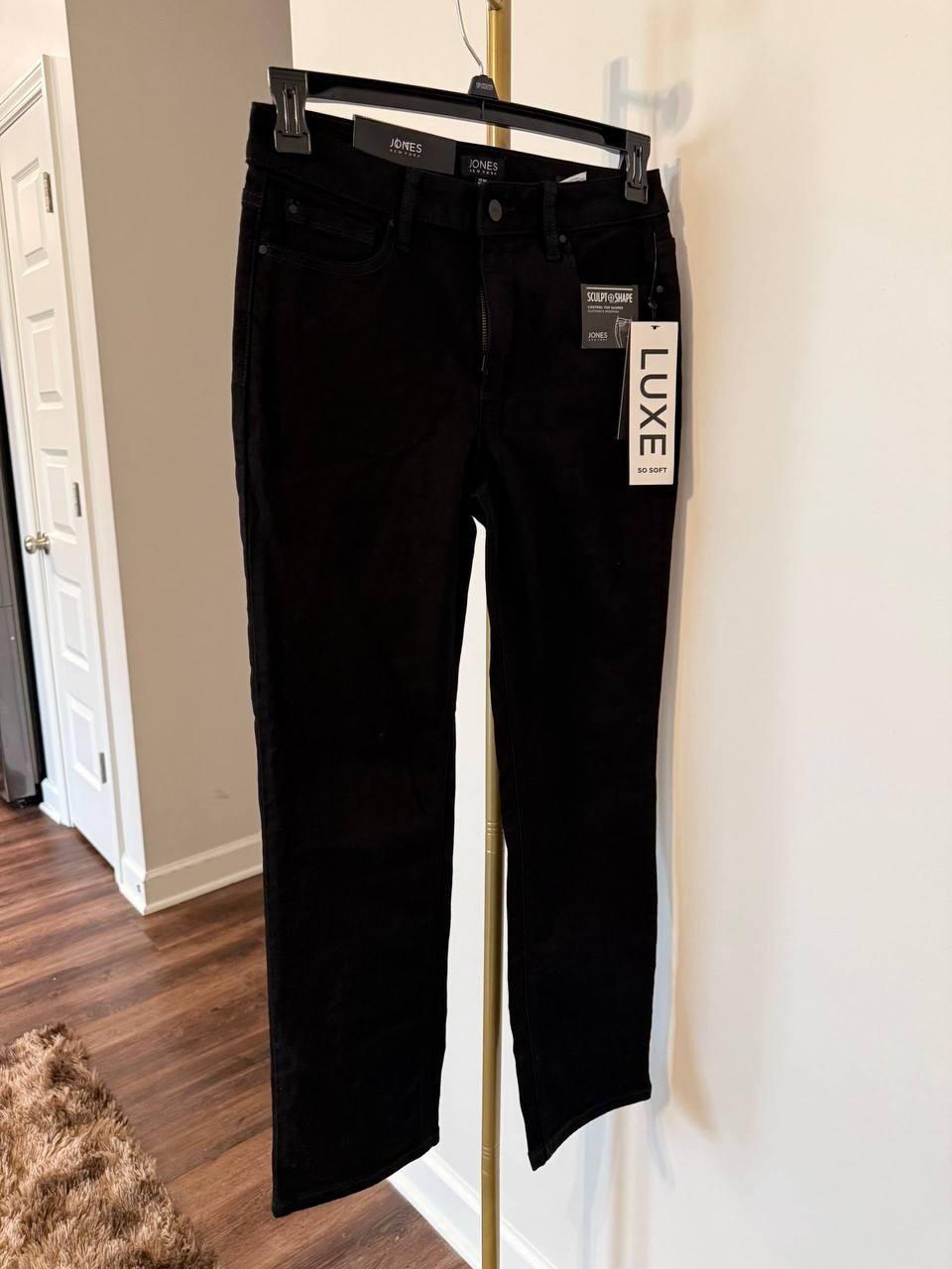Jones New York Lexington Straight‑Leg Pants Black 10P/30 NWT Classic MSRP$69.50