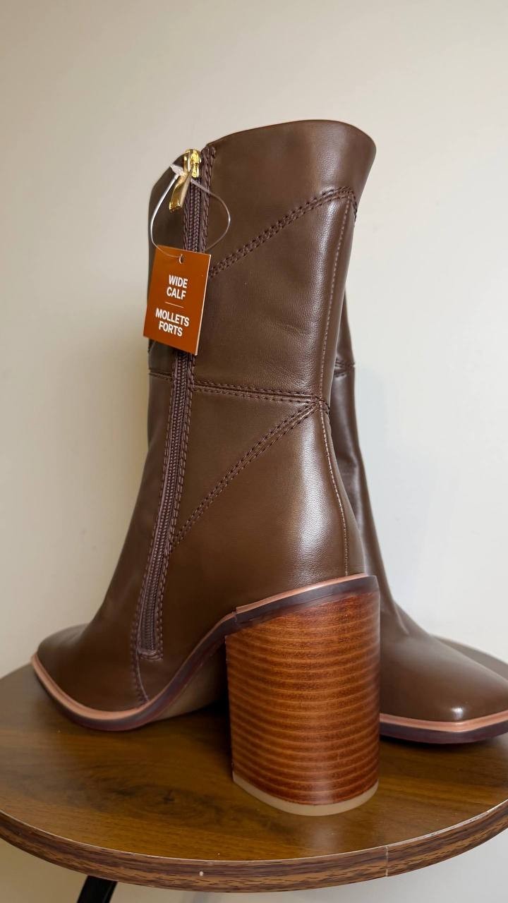 Franco Sarto Brown Leather Mid Shaft Boots 8.5M NIB MSRP $180