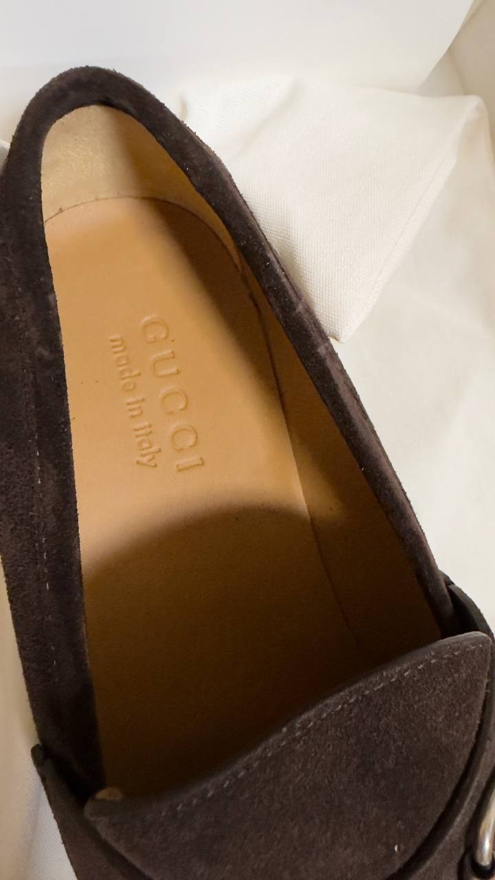 Gucci Women’s Horsebit Loafer Dark Brown Suede 8.5 New in Box $1270