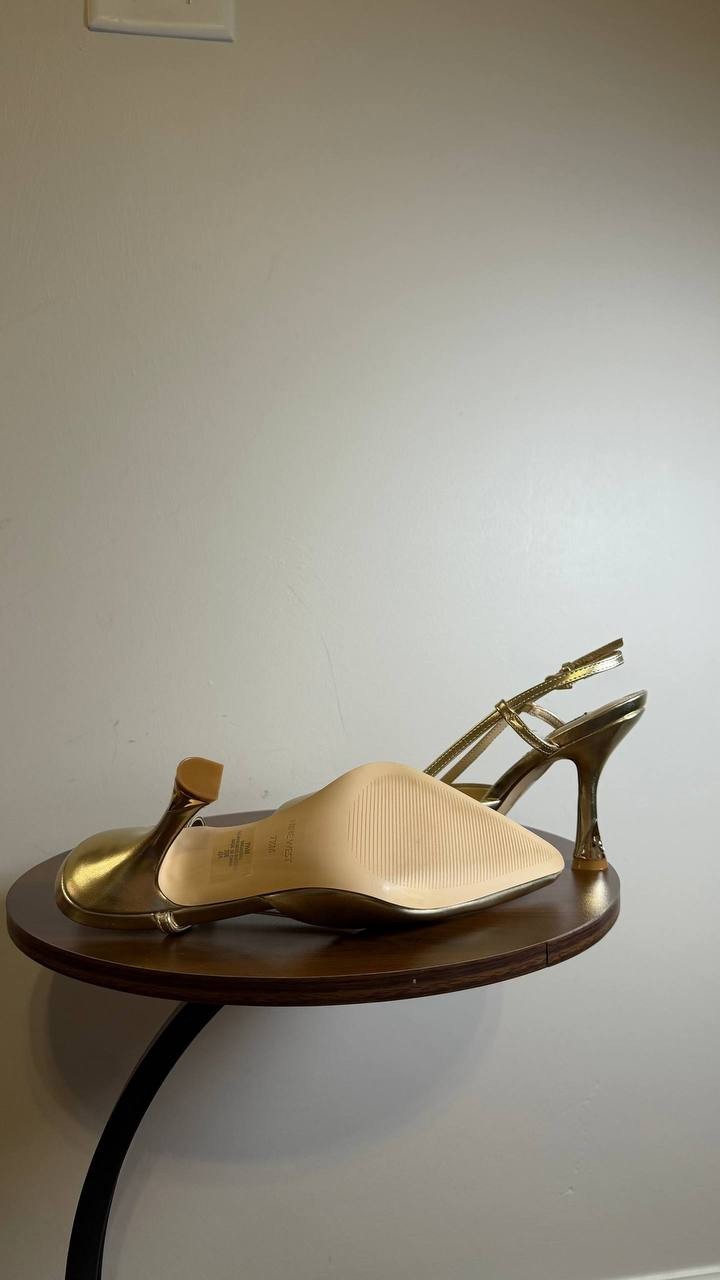 Nine West Vassa Slingback Pumps 7.5M Gold Heels New