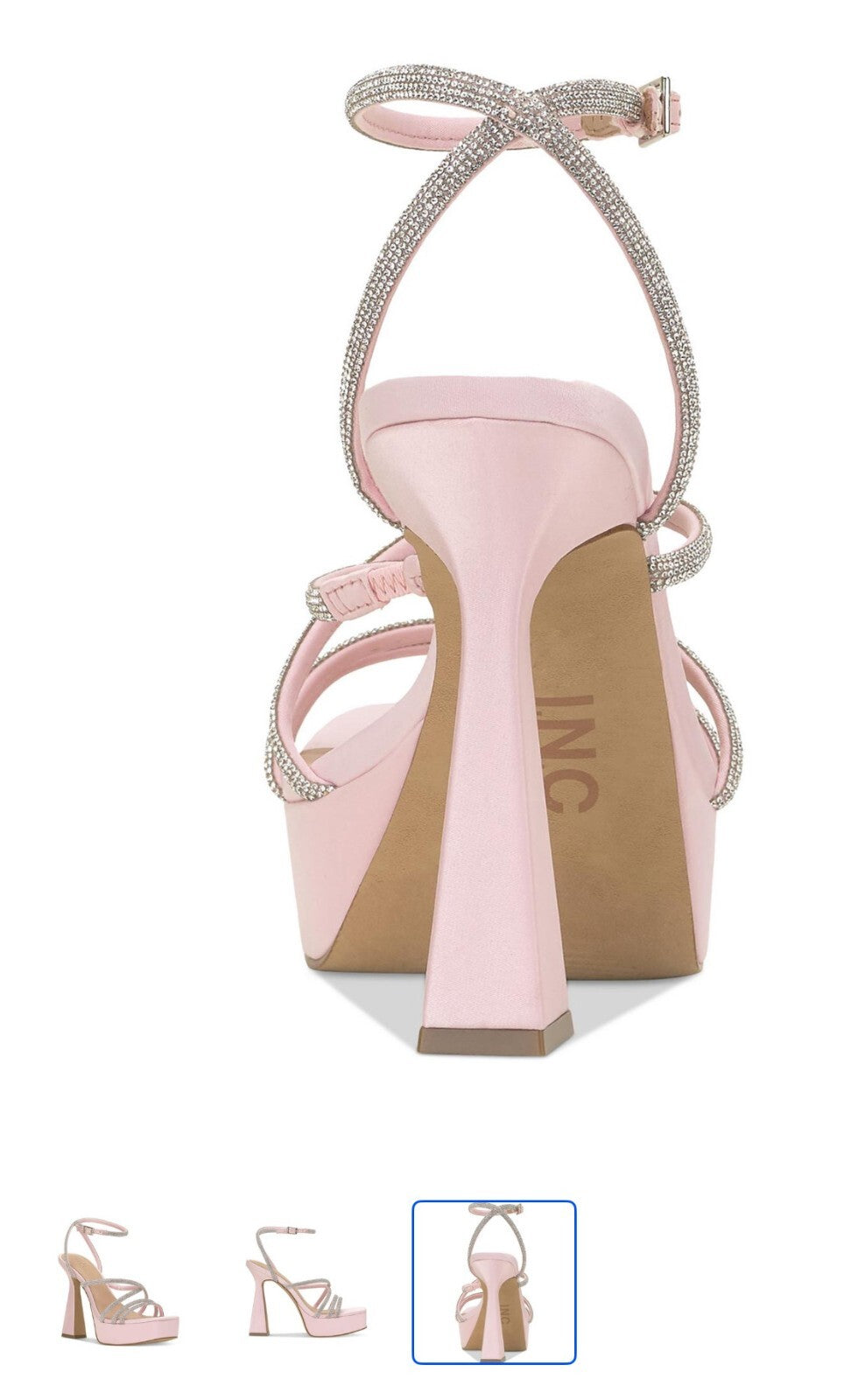 I.N.C Ritika Embellished Platform Heels, Light Pink Satin, Size 5M NIB