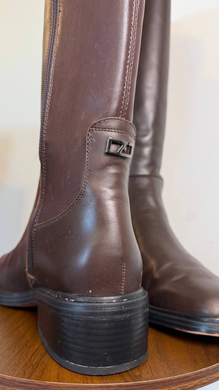 Franco Sarto Gisella Wide Calf Knee High Boots Brown 9M Leather $225 NWB