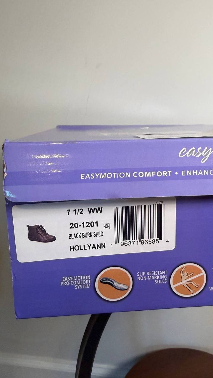 Easy Works Hollyann Boots 7.5W Black Faux Leather Slip‑Resistant NIB msrp$85.95