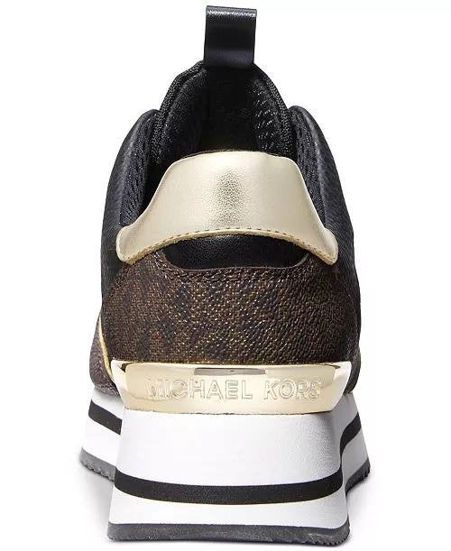 Michael Kors Raina Sneakers 11 Black/Brown Lace‑Up Almond Toe Trainer NIB $109