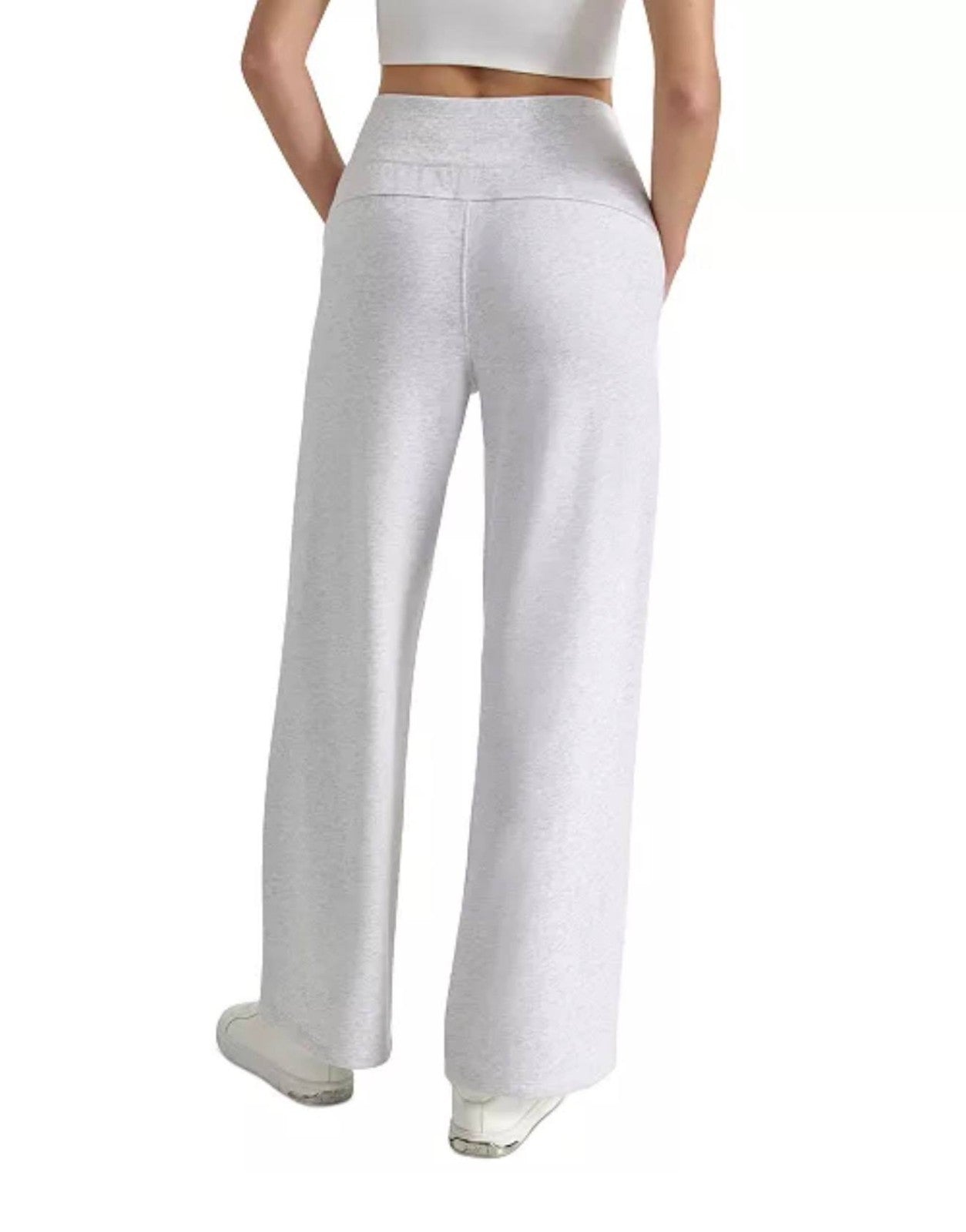 DKNY Sport Studded‑Logo Wide‑Leg Pants Optic Heather NWT M L XL MSRP $60