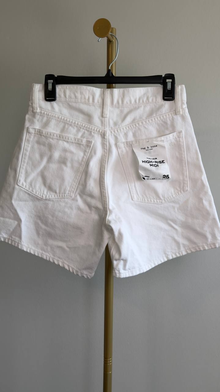 Rag & Bone Kaia High Waist Relaxed Fit Denim Shorts White 25 NWT $198