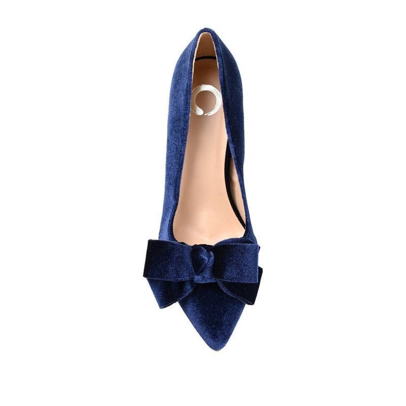 Journee Collection Crystol Pumps 7.5 Navy Velvet Bow Detail NIB
