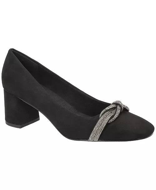 Bella Vita Marigold Pumps 8W Black Suede Square Toe Block Heel NIB msrp$115