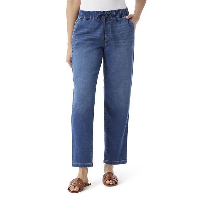 Gloria Vanderbilt Knitology Anya Drawstring Straight Leg Jeans L NWT $52