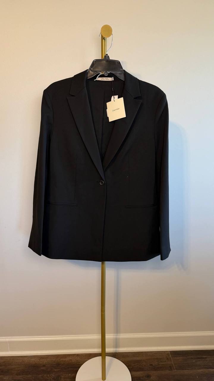 Calvin Klein Soft Crepe Blazer Black 6 NWT $179