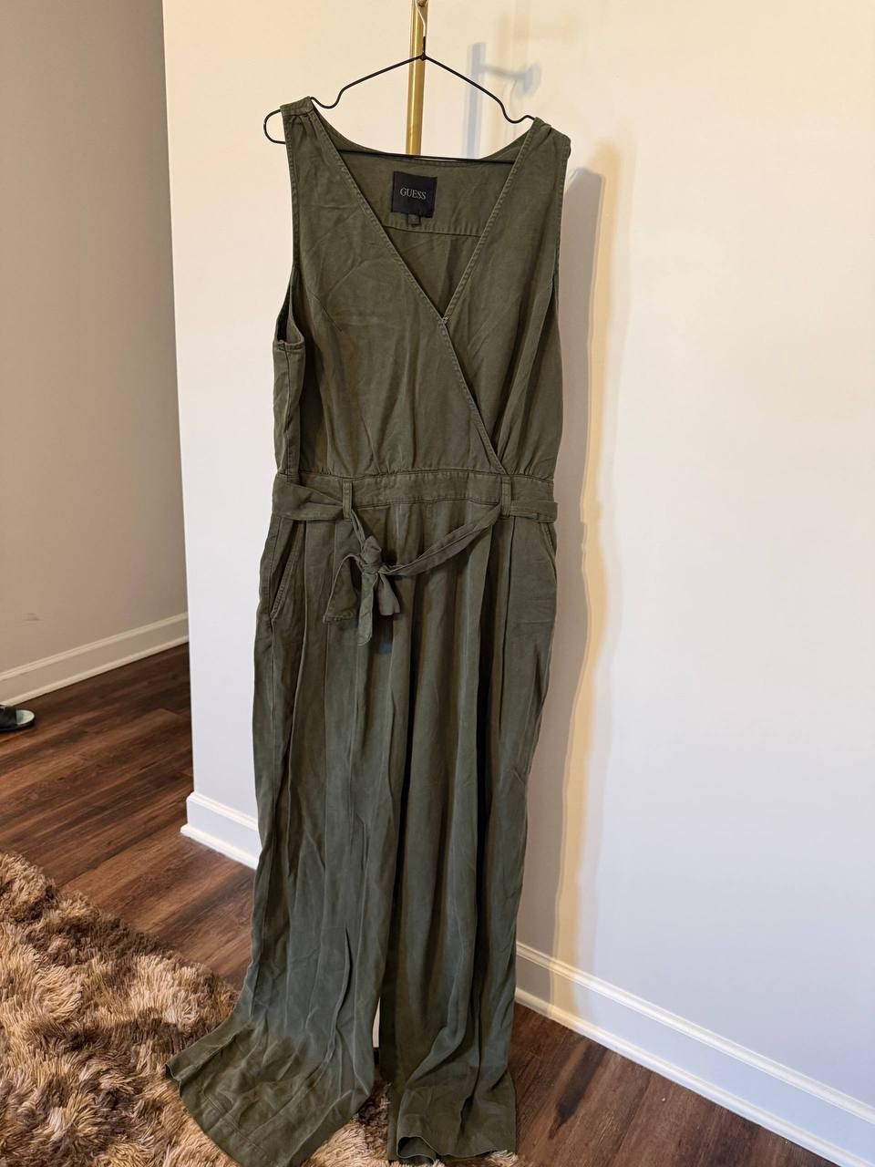Guess Eco Madelyn Sleeveless Belted Jumpsuit Green XL NWT Chic msrp$178