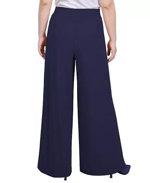 NY Collection Women’s Petite Wide-Leg Palazzo Pants Navy PS $44 NWT