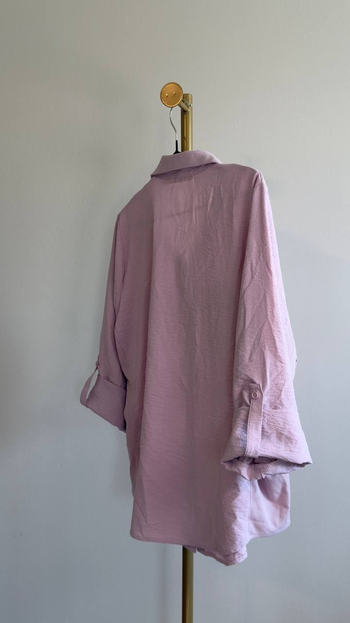 Liberty Love Roll‑Tab Button Front Shirt Pink XL NWT $19