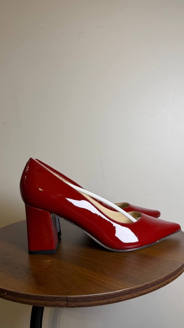 Marc Fisher LTD Dark Red Patent Leather Block Heel Pumps Size 7.5M NIB $165
