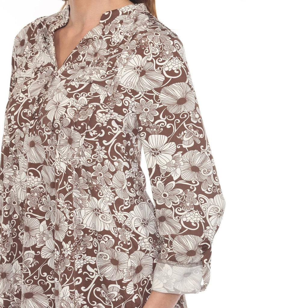 White Mark Women’s 2‑Piece Floral Print Tunic and Pant Set Brown 1XL NWT $100