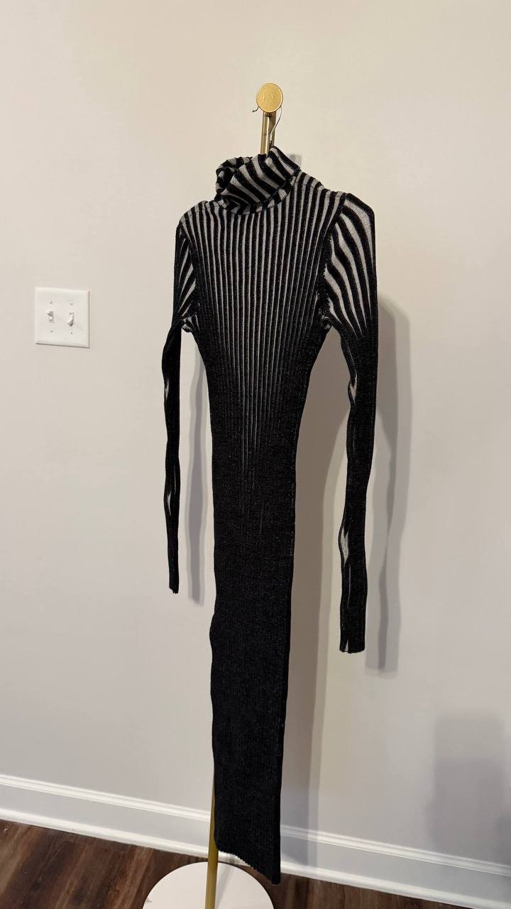 Torn by Ronny Kobo Black Fitted Midi Dress Small Chic Minimalist Style